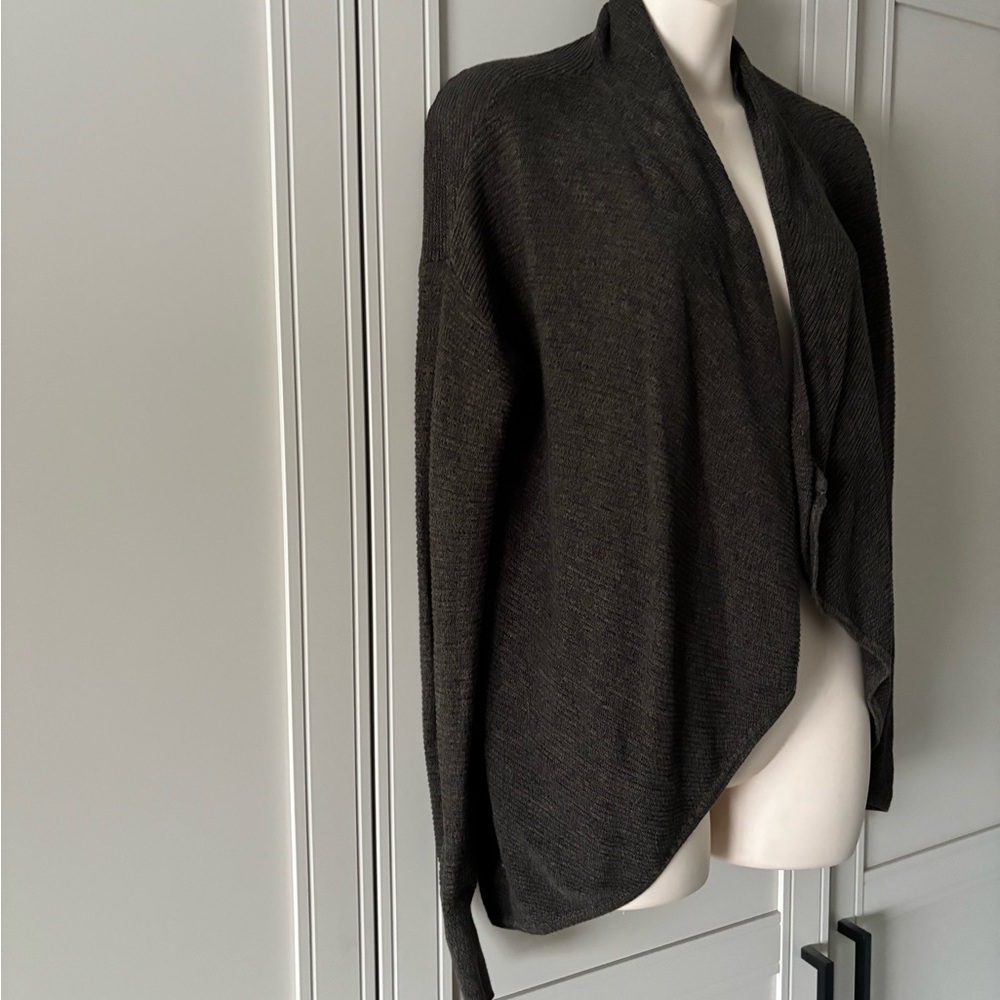 Express Dark Olive Green Open Front Cardigan Size Small - Picture 2 of 3